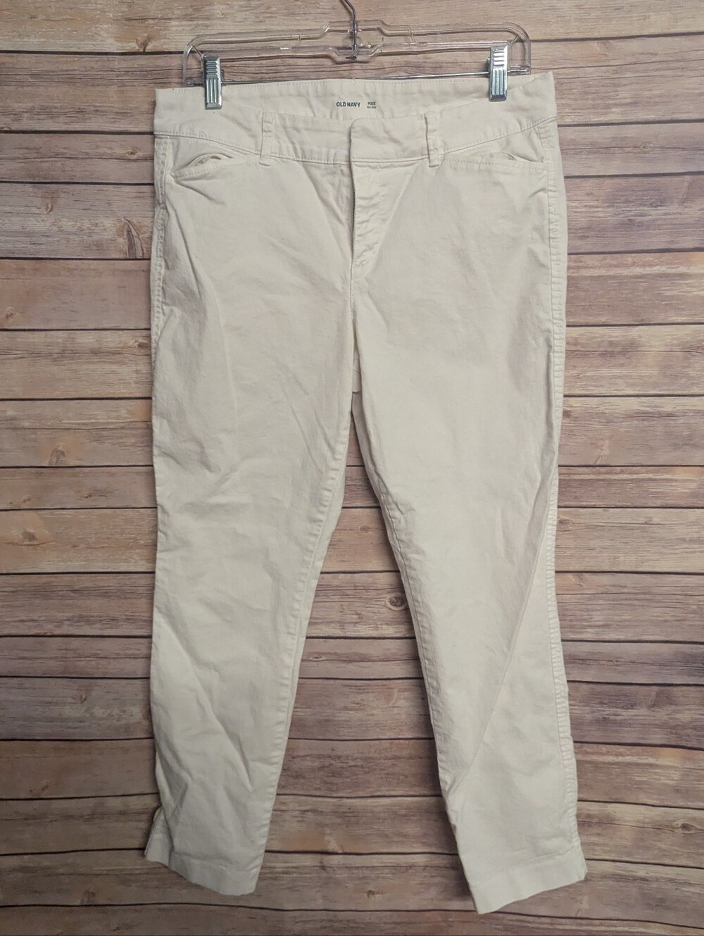 Old Navy Pixie Pants Womens Size 10 White Mid Rise Cropped Stretch Chino Career